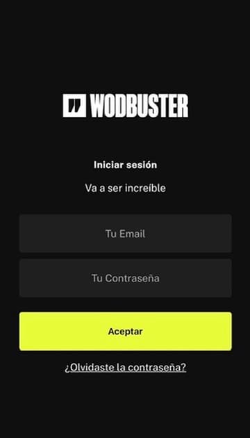 Pantalla de acceso a WODBUSTER para reservar clases en Body Active